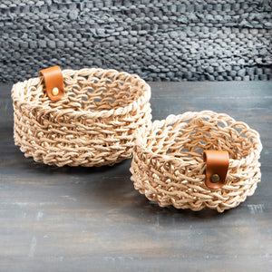Set of Two Low Woven Basket- Various Colours