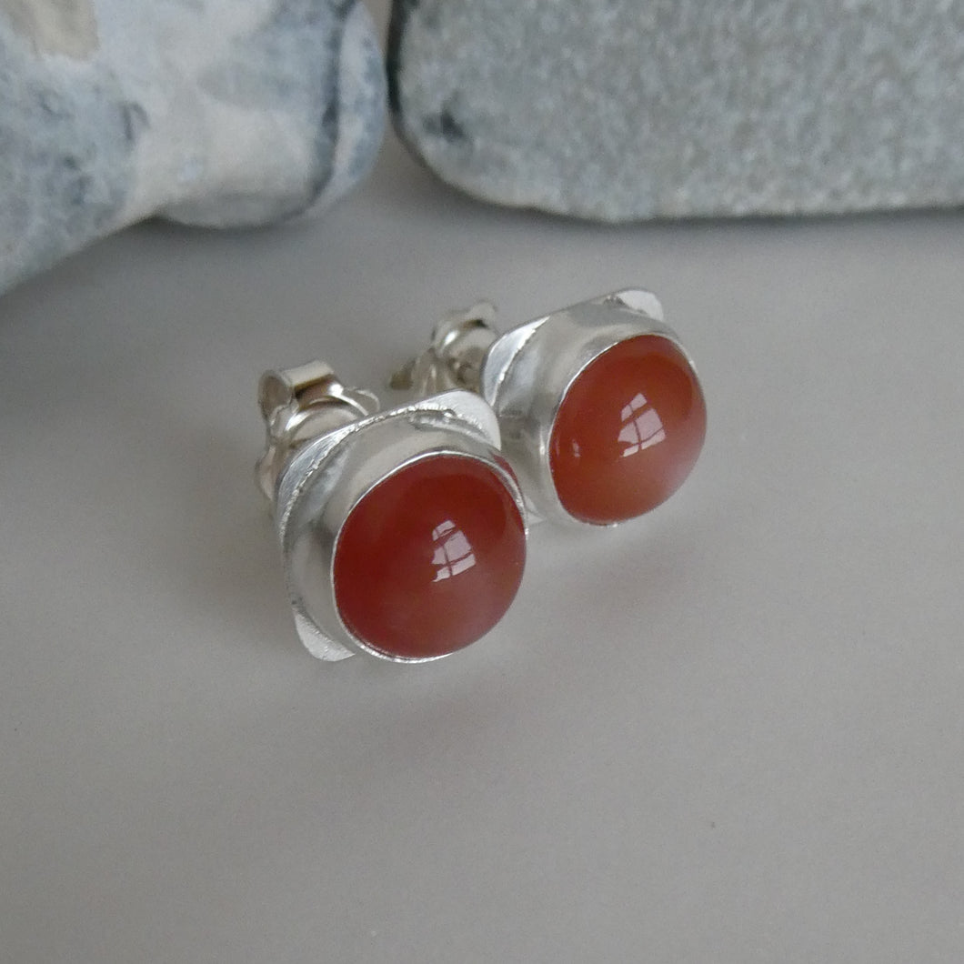 Peach Moonstone Framed Stud Earrings