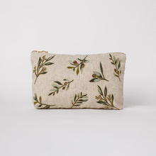 Olive Natural Linen Pouch