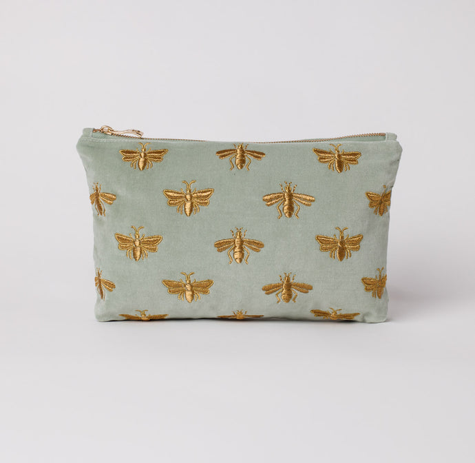 Green Velvet Bee Pouch