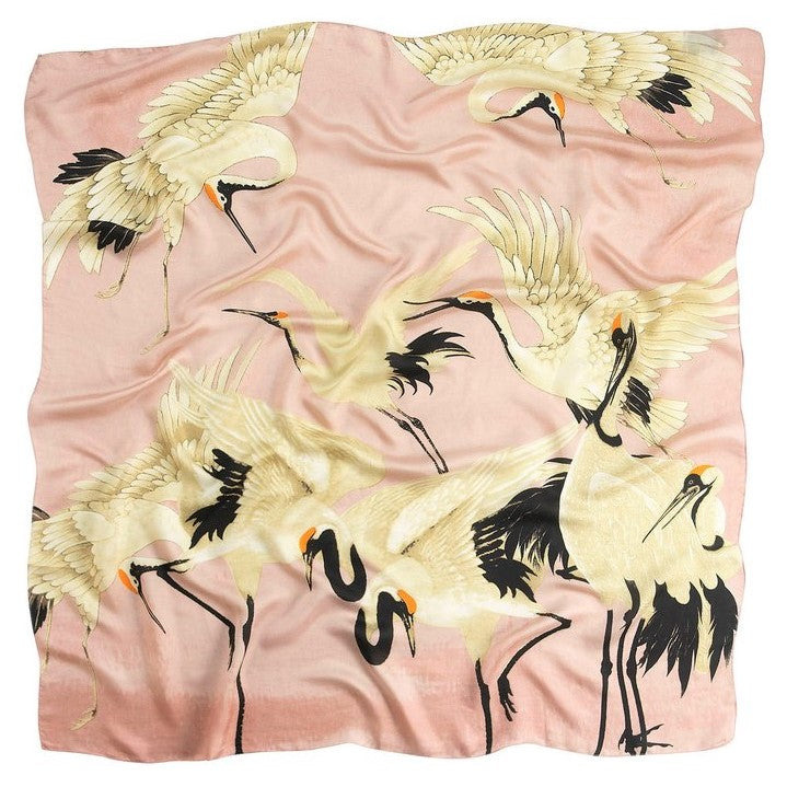 Pink Stork Silk Scarf