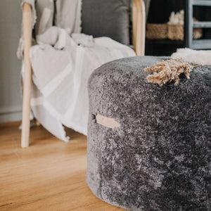 Carbon Sheepskin Pouf