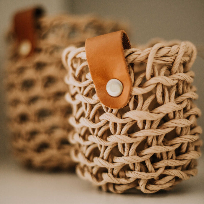 Set of Two Woven Paper Baskets- 3 Colours